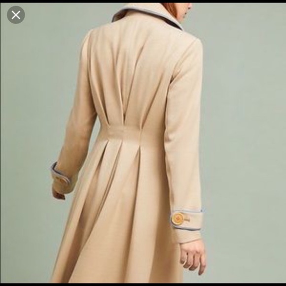 $288 Anthropologie Piped Trench Tan Trench Coat 10 - Picture 2 of 13